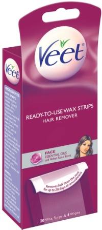 VEET ReadyToUse Wax Strips Hair Remover Face with Essential Oils Wax Strips